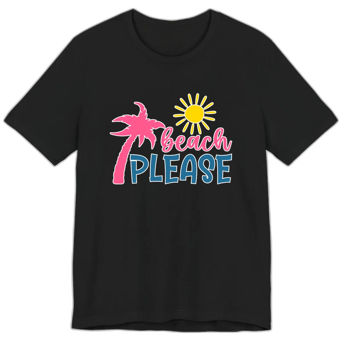 Beach Please Palm Sun Premium T-Shirt in Black