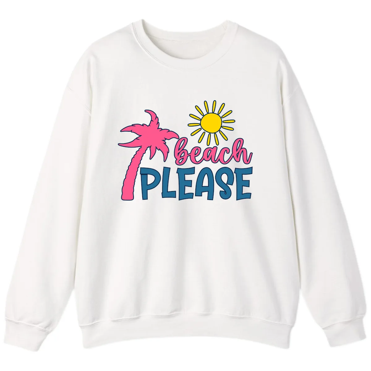 Beach Please Palm Sun Sweatshirt in White