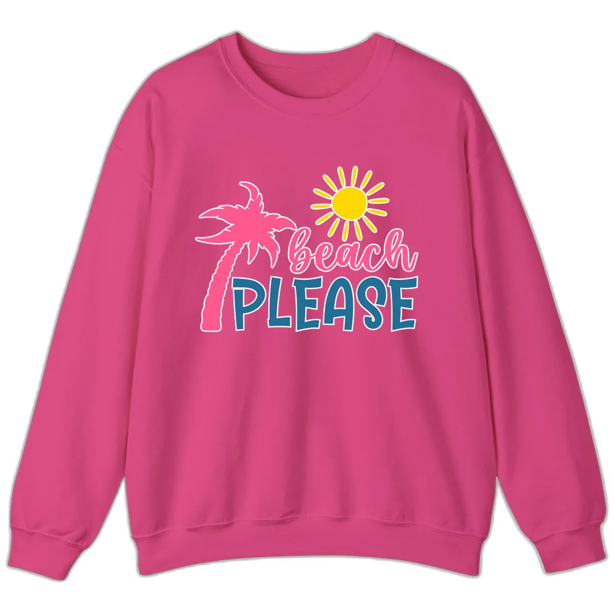 Beach Please Palm Sun Sweatshirt in Heliconia