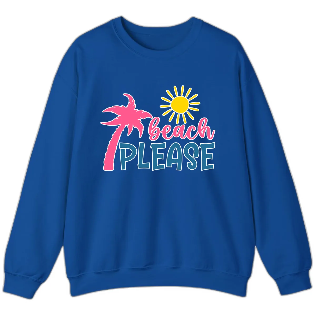 Beach Please Palm Sun Sweatshirt in Royal