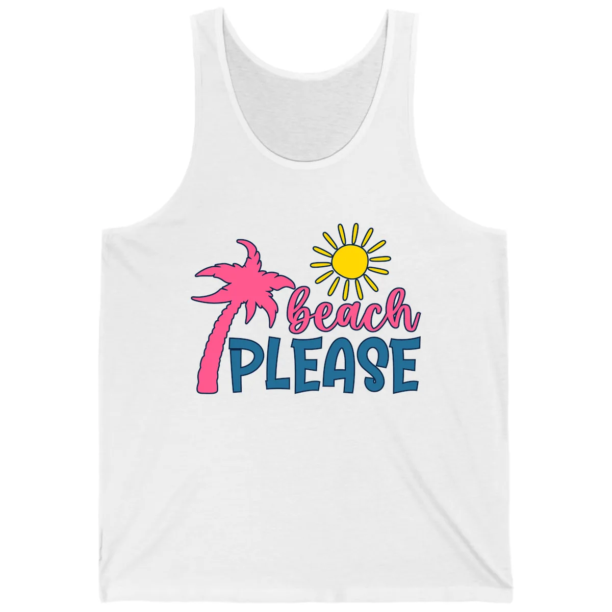 Beach Please Palm Sun Tank in White