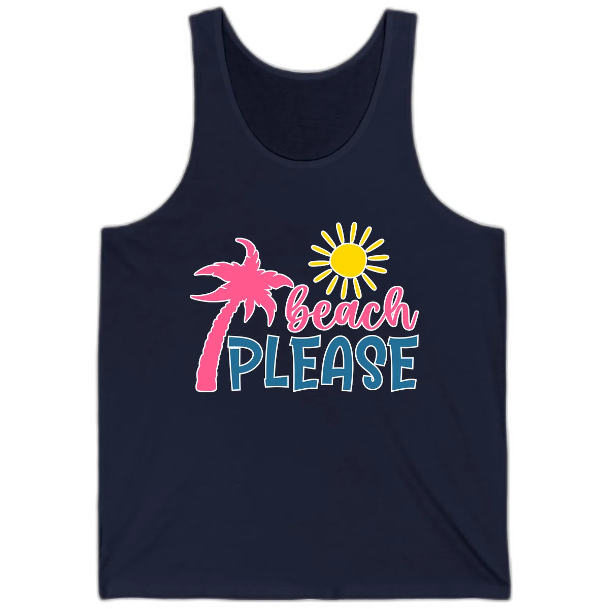 Beach Please Palm Sun Tank in Navy