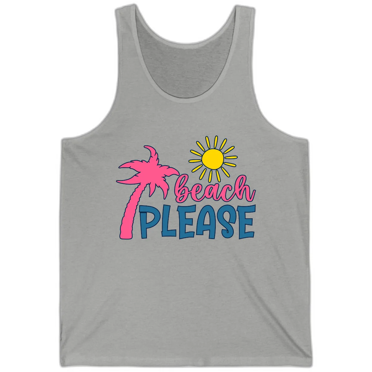 Beach Please Palm Sun Tank in Athletic Heather