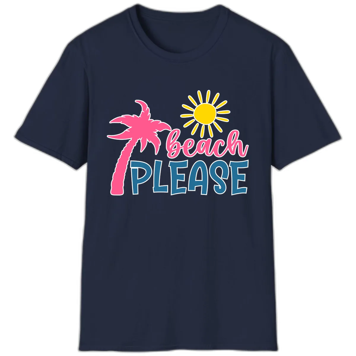 Beach Please Palm Sun T-Shirt in Navy