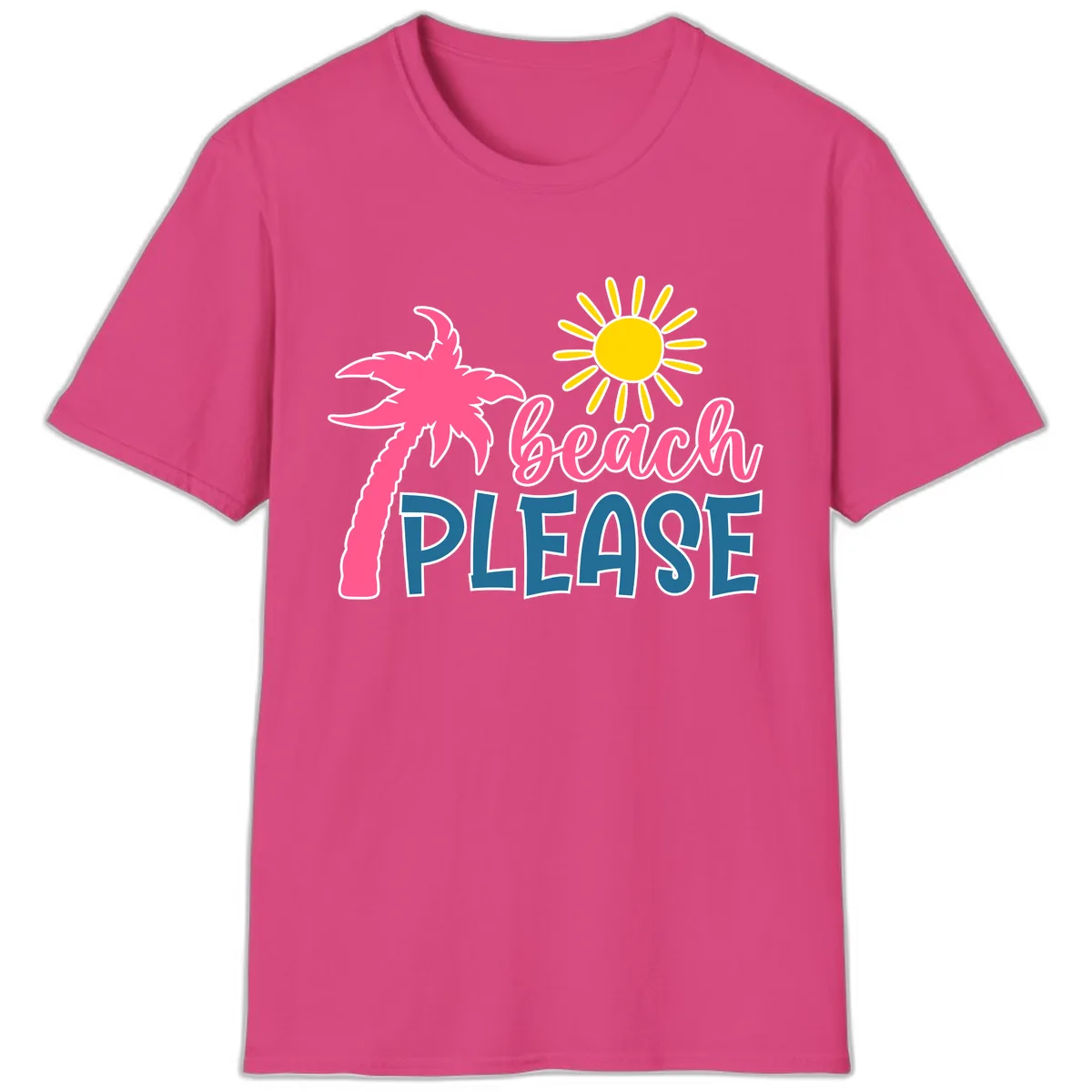 Beach Please Palm Sun T-Shirt in Heliconia