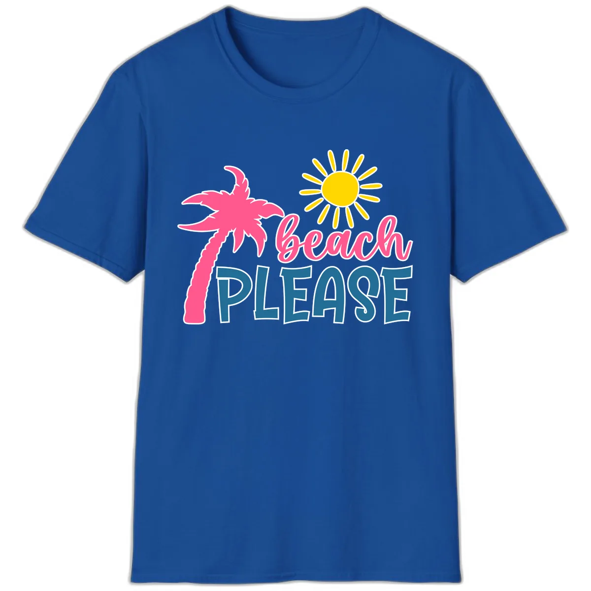 Beach Please Palm Sun T-Shirt in Royal