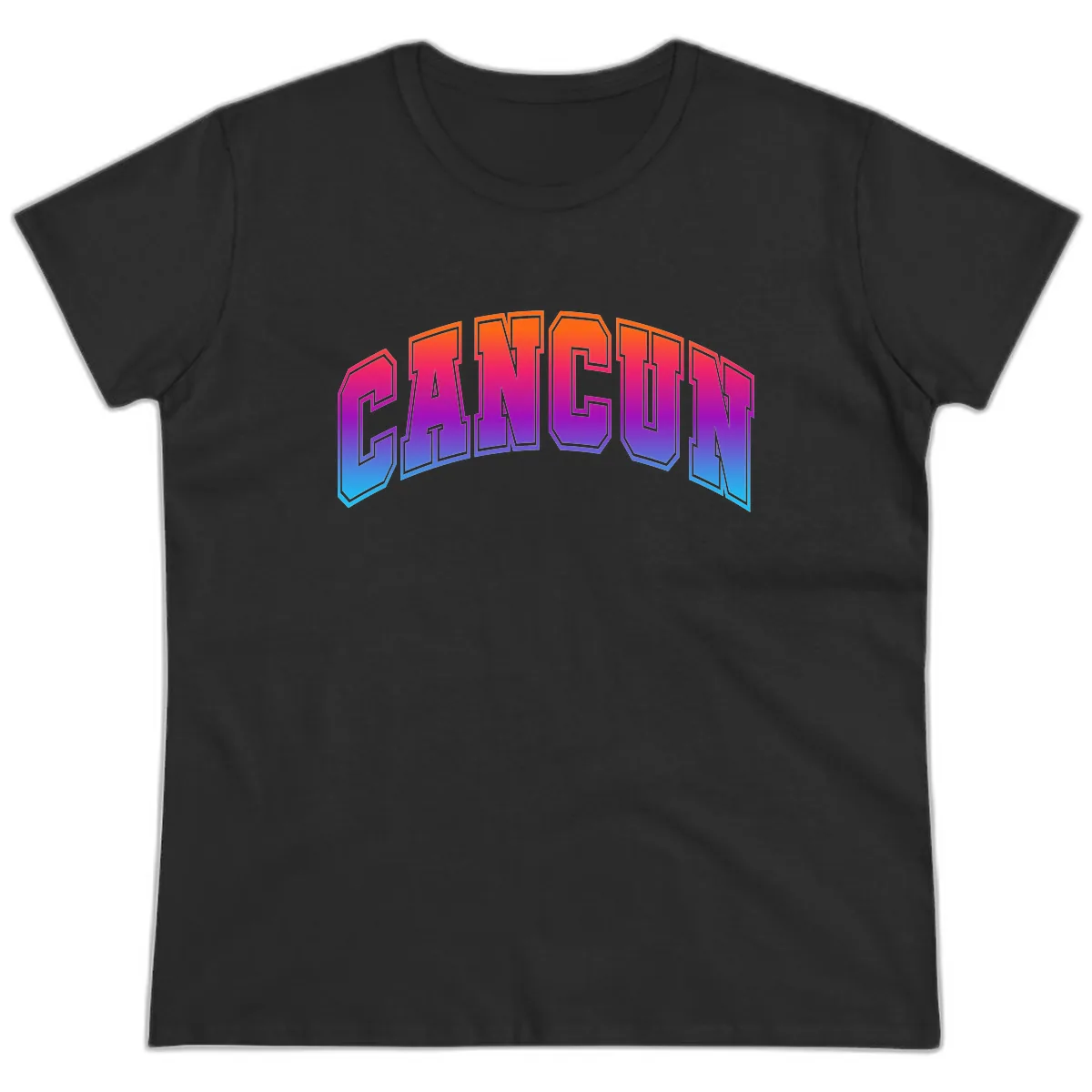 Neon Cruise Retro Vibes Ladies Tee in Black