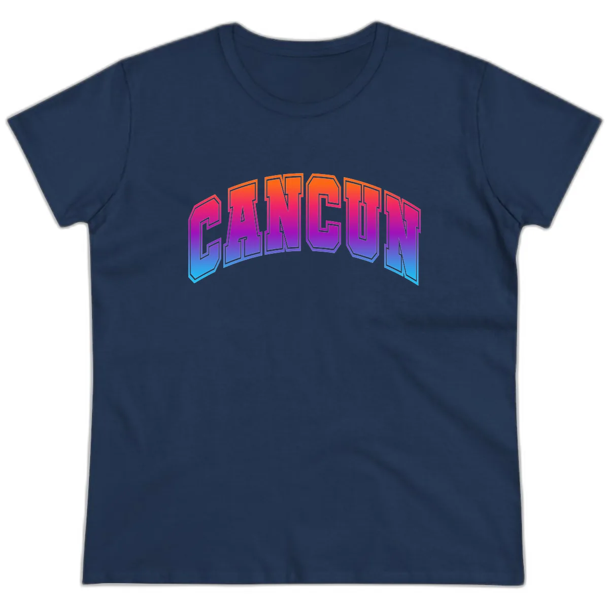 Neon Cruise Retro Vibes Ladies Tee in Navy