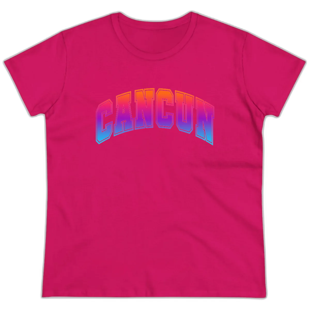 Neon Cruise Retro Vibes Ladies Tee in Heliconia