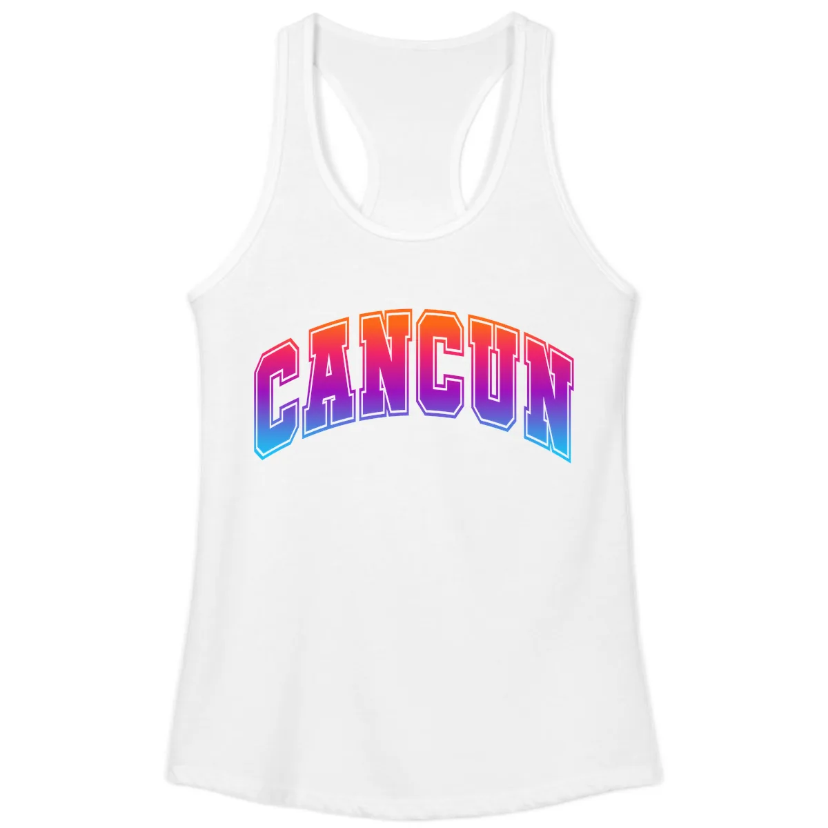 Neon Cruise Retro Vibes Ladies Tank in White
