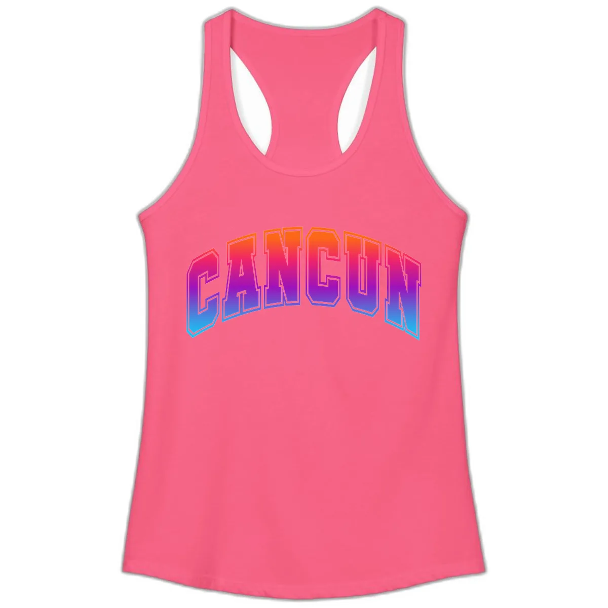 Neon Cruise Retro Vibes Ladies Tank in Solid Hot Pink