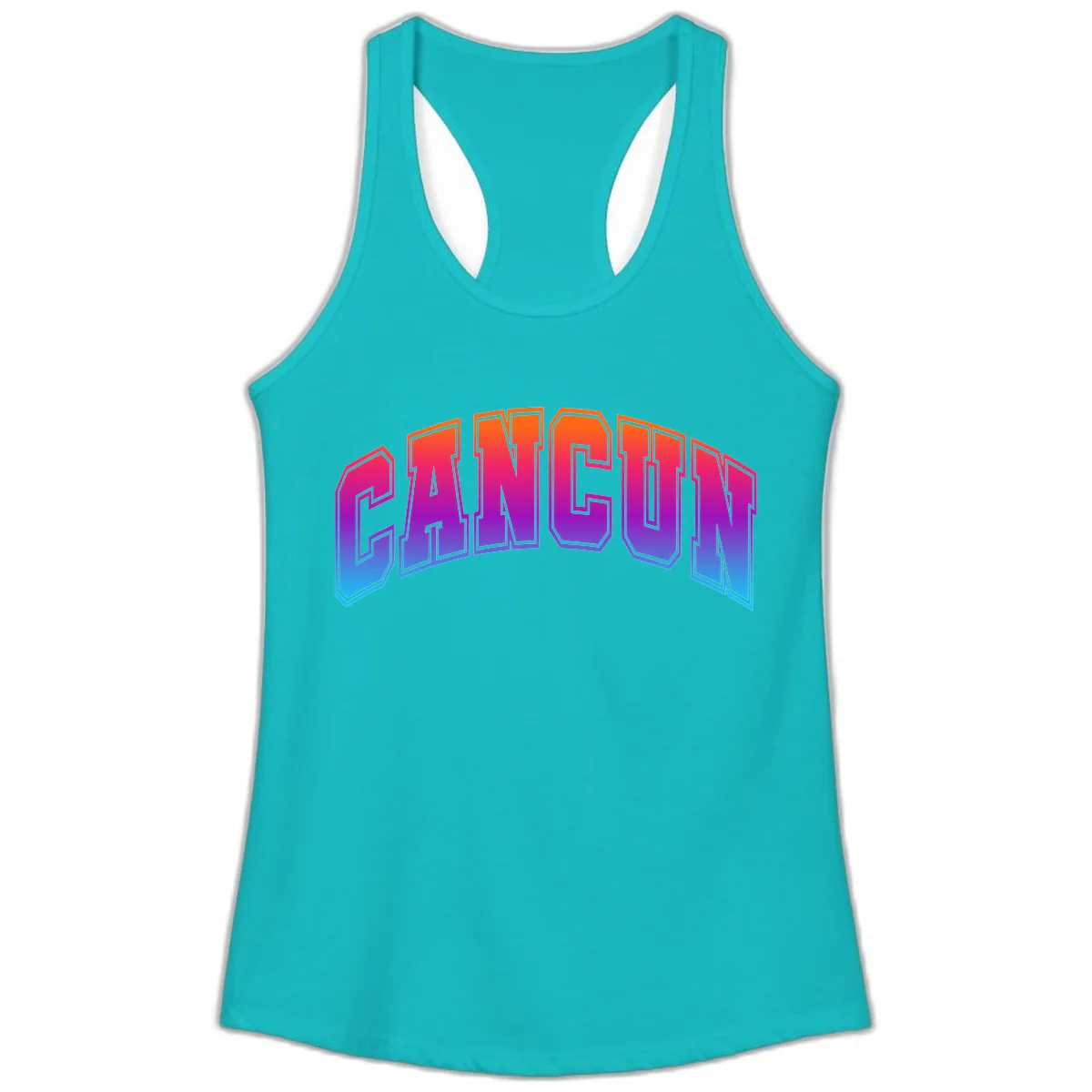 Neon Cruise Retro Vibes Ladies Tank in Tahiti Blue