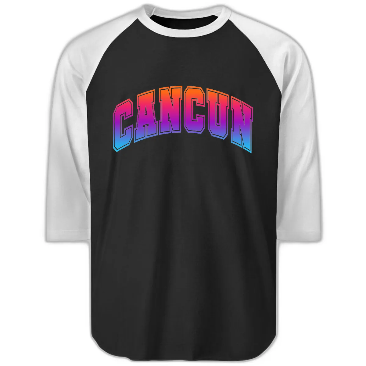 Neon Cruise Retro Vibes Raglan 3/4 in Black White