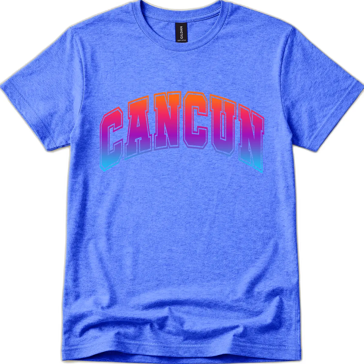 Neon Cruise Retro Vibes T-Shirt in Heather Royal