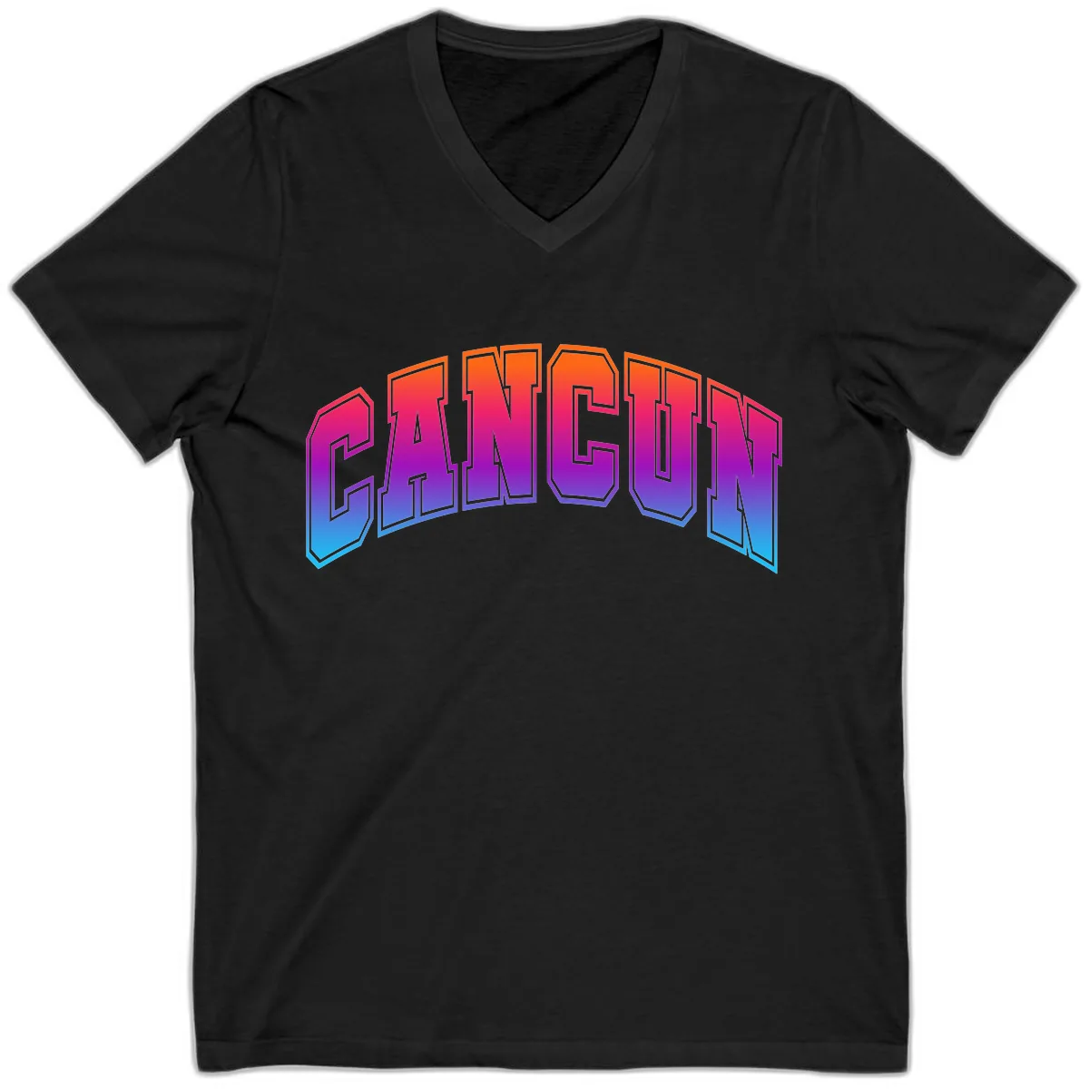 Neon Cruise Retro Vibes V-Neck in Black