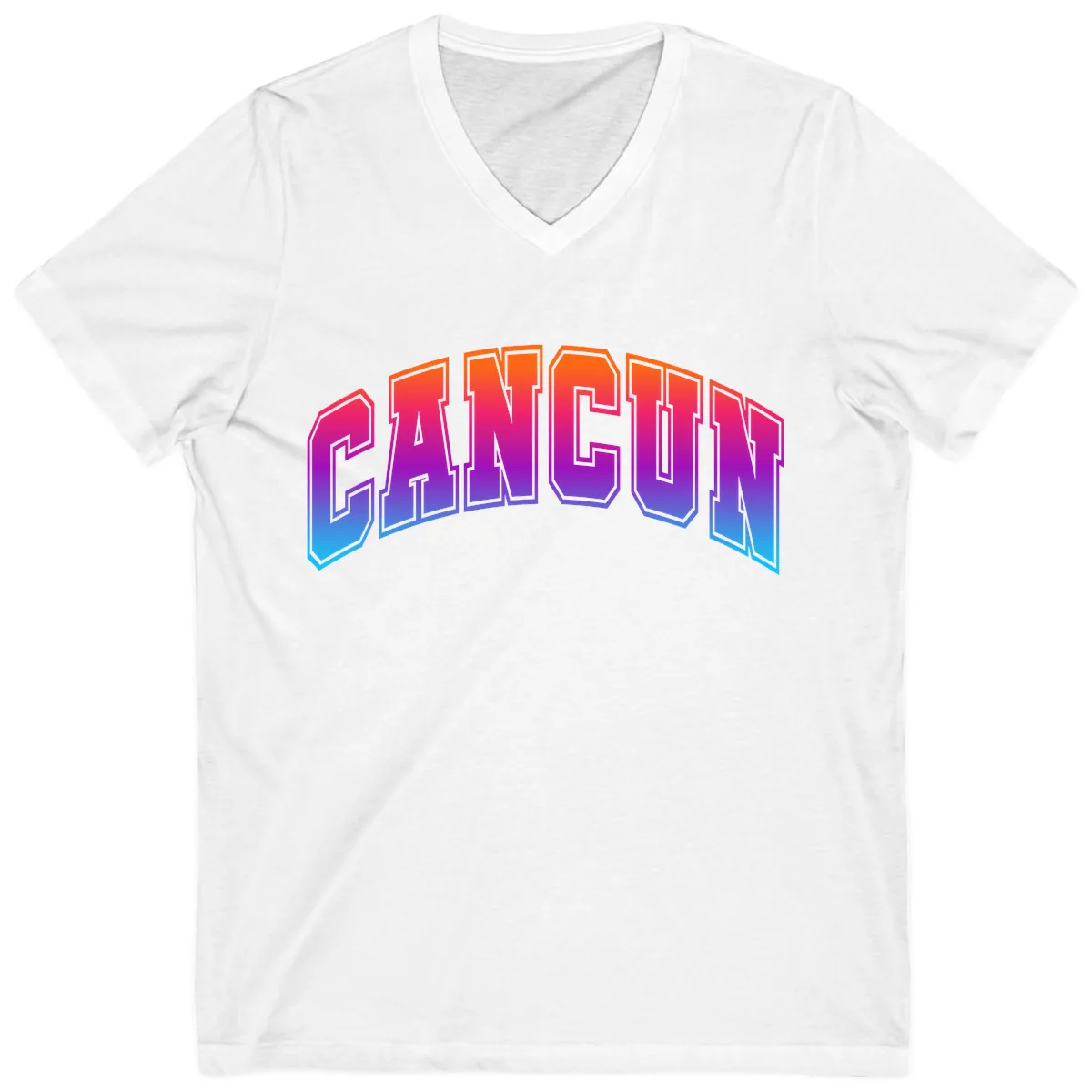 Neon Cruise Retro Vibes V-Neck in White