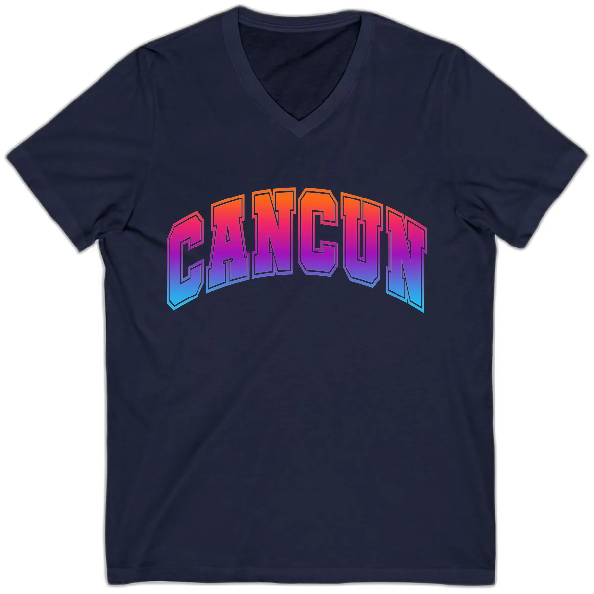 Neon Cruise Retro Vibes V-Neck in Navy