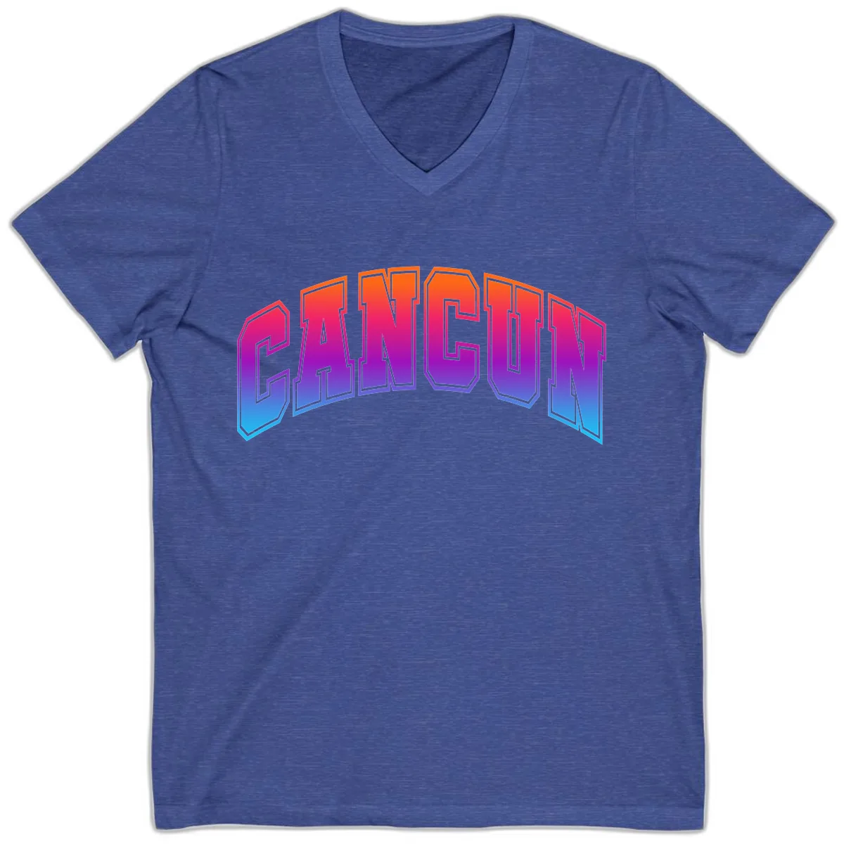 Neon Cruise Retro Vibes V-Neck in Heather True Royal