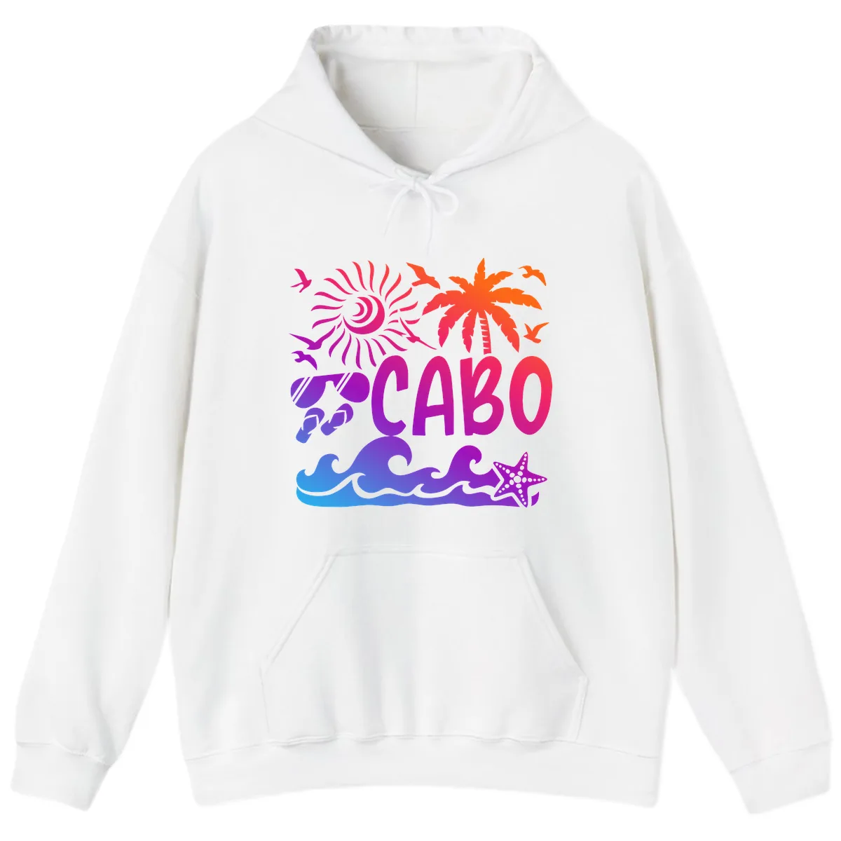 Cabo Tropical Paradise Vibes Hoodie in White