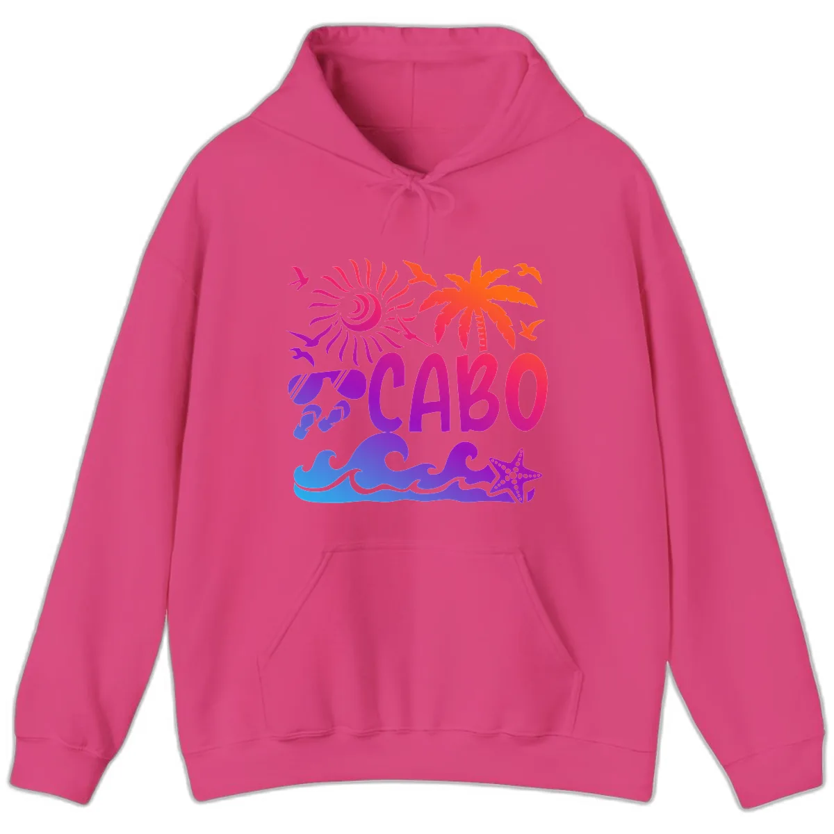 Cabo Tropical Paradise Vibes Hoodie in Heliconia