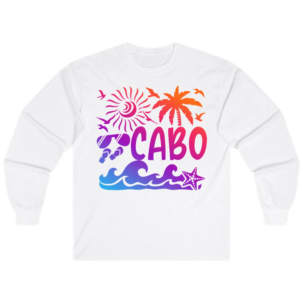 Cabo Tropical Paradise Vibes Long Sleeve in White