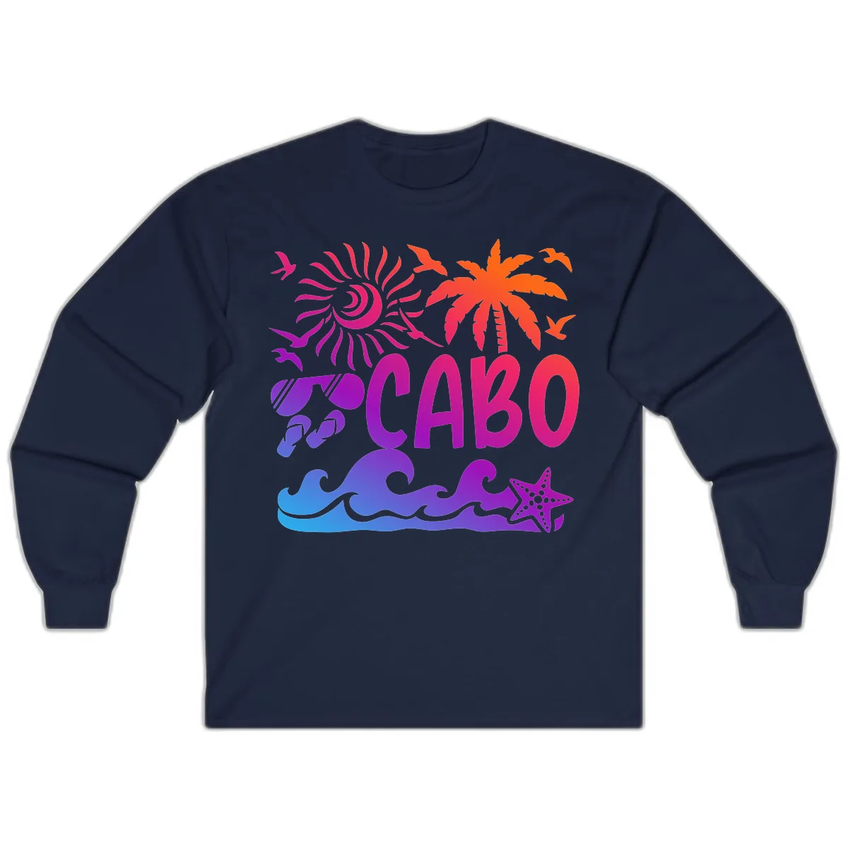 Cabo Tropical Paradise Vibes Long Sleeve in Navy