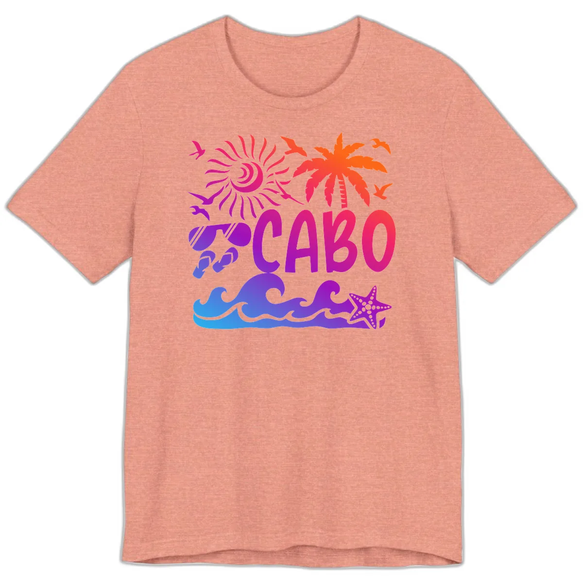 Cabo Tropical Paradise Vibes Premium T-Shirt in Heather Sunset