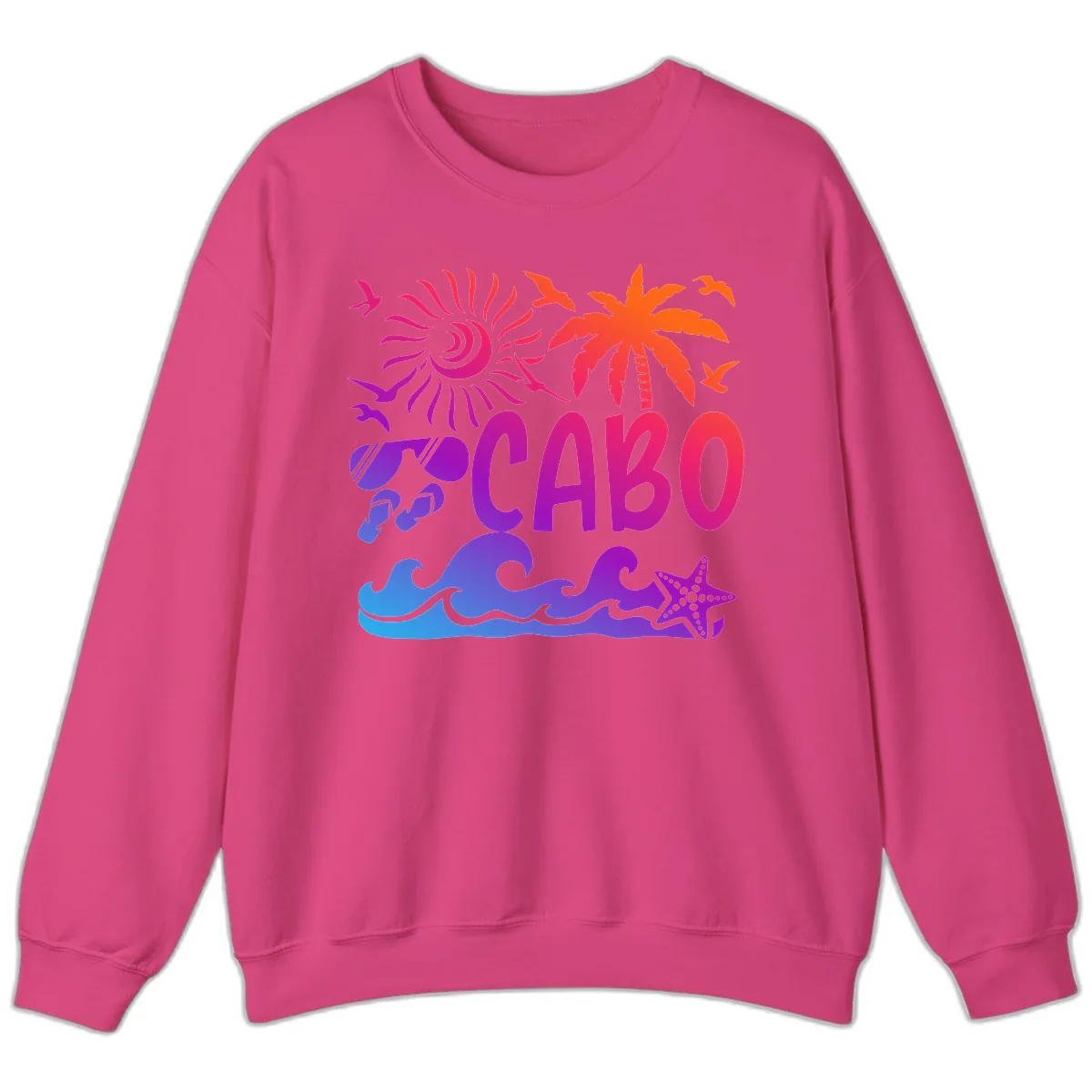 Cabo Tropical Paradise Vibes Sweatshirt in Heliconia