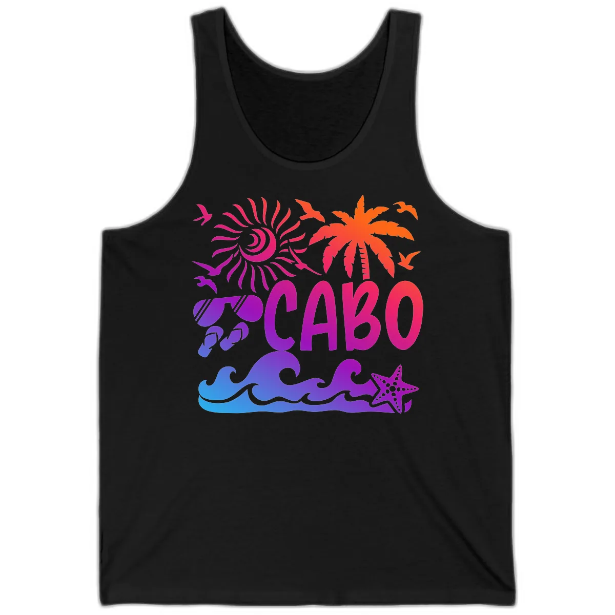 Cabo Tropical Paradise Vibes Tank in Black