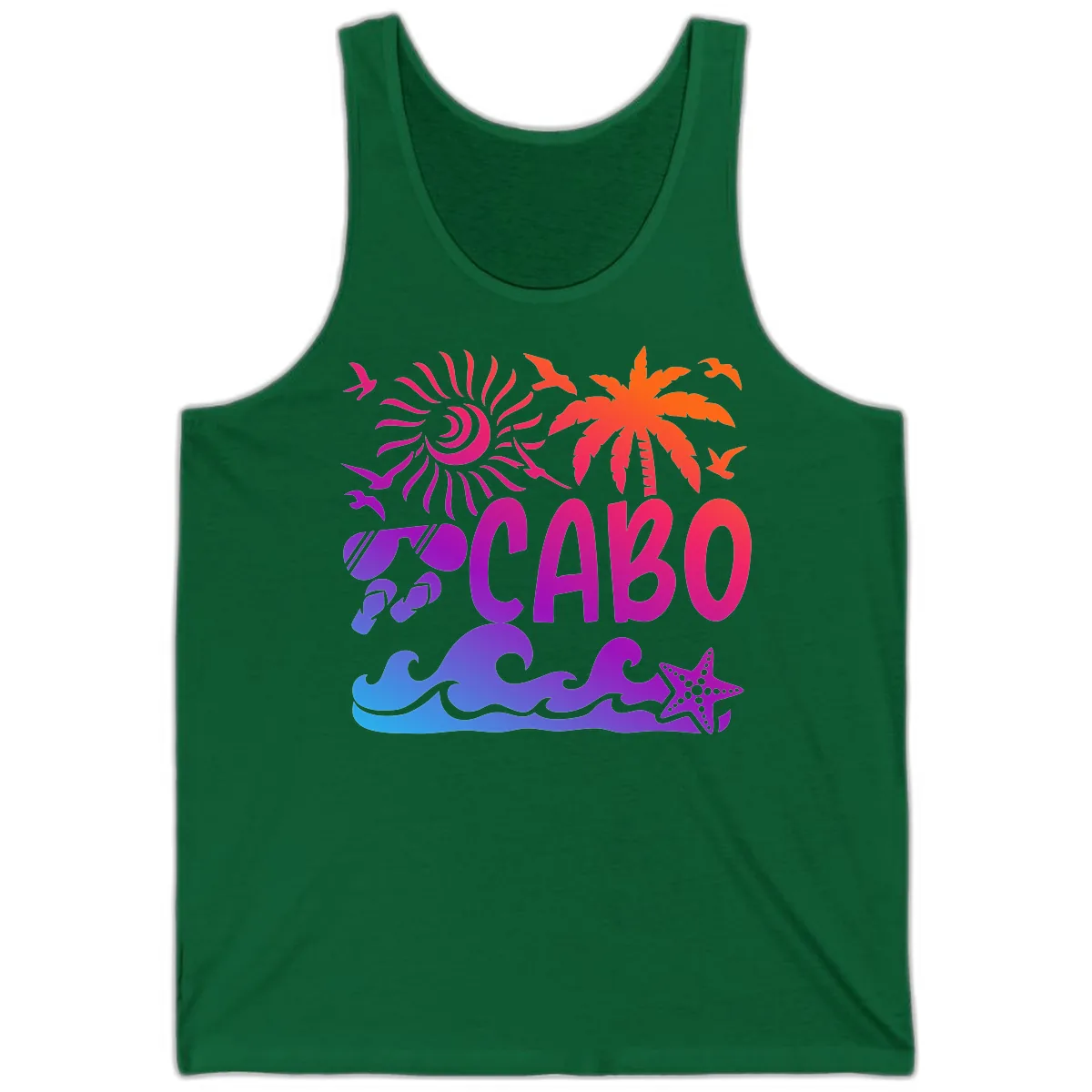Cabo Tropical Paradise Vibes Tank in Kelly