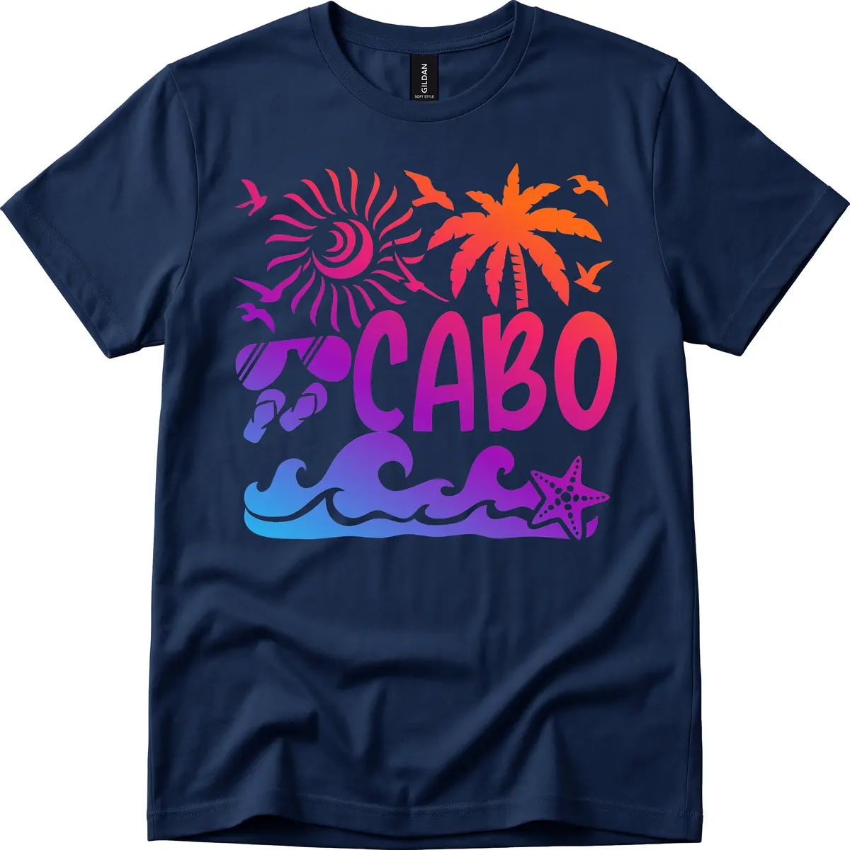 Cabo Tropical Paradise Vibes T-Shirt in Navy