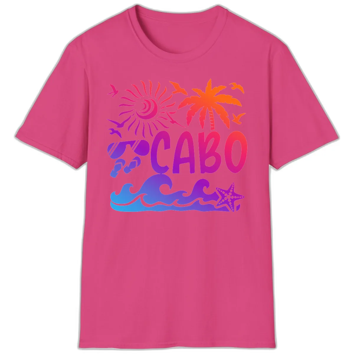 Cabo Tropical Paradise Vibes T-Shirt in Heliconia