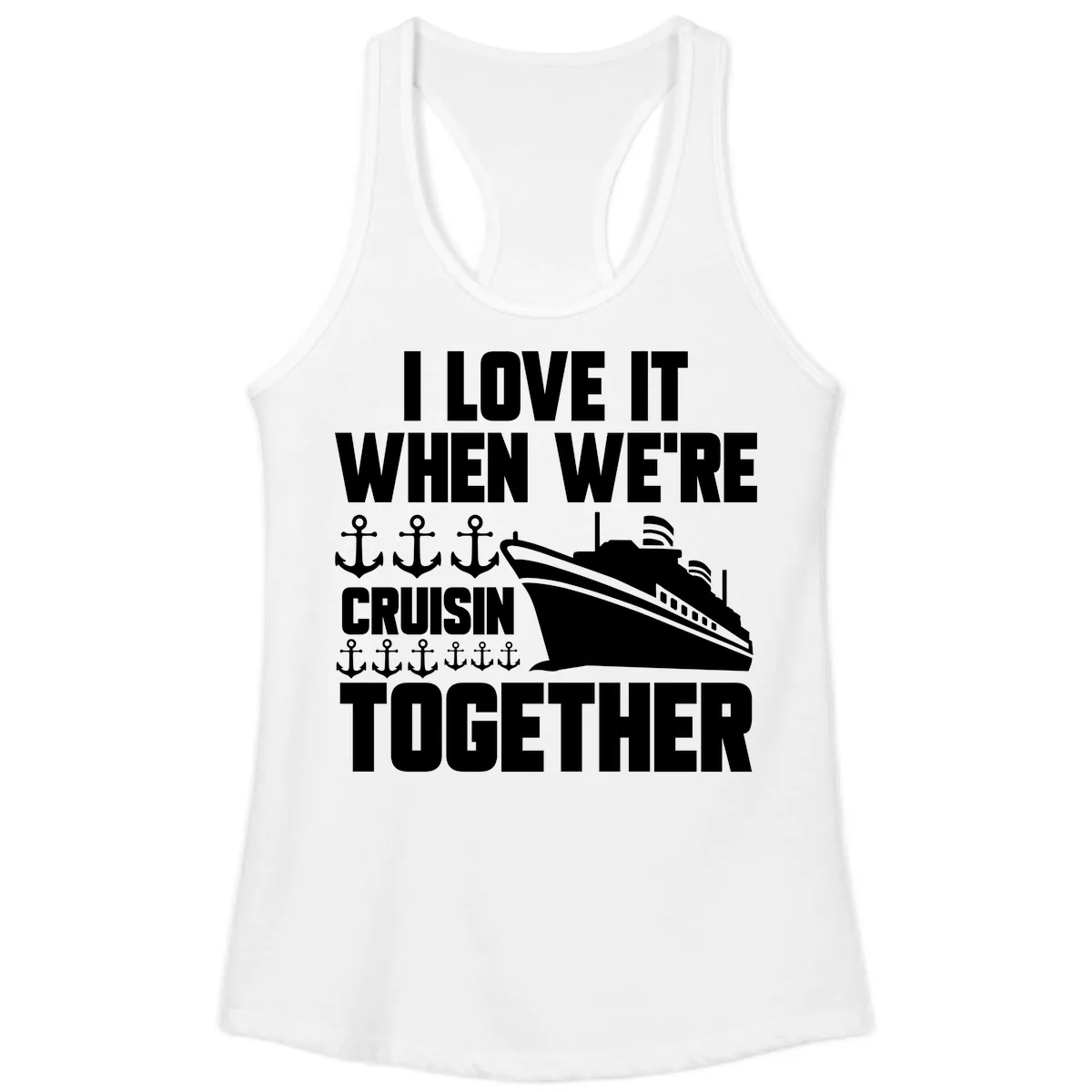 Cruisin' Anchors Together Ladies Tank in White