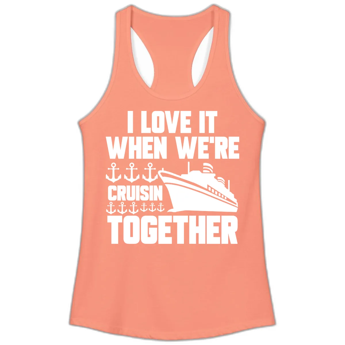 Cruisin' Anchors Together Ladies Tank in Solid Light Orange