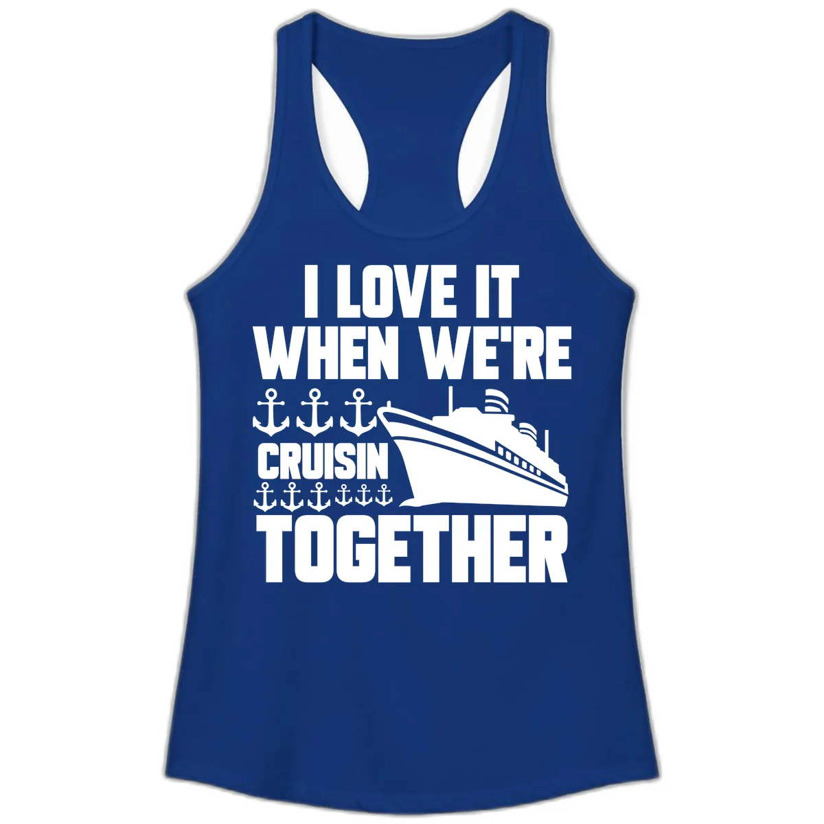 Cruisin' Anchors Together Ladies Tank in Solid Royal