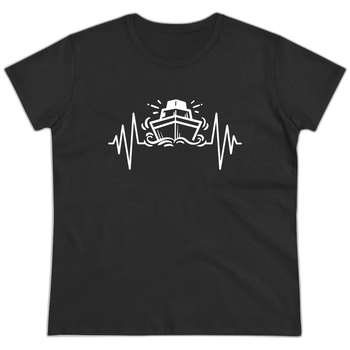 Cruise Ship Heartbeat Ladies Tee in Black