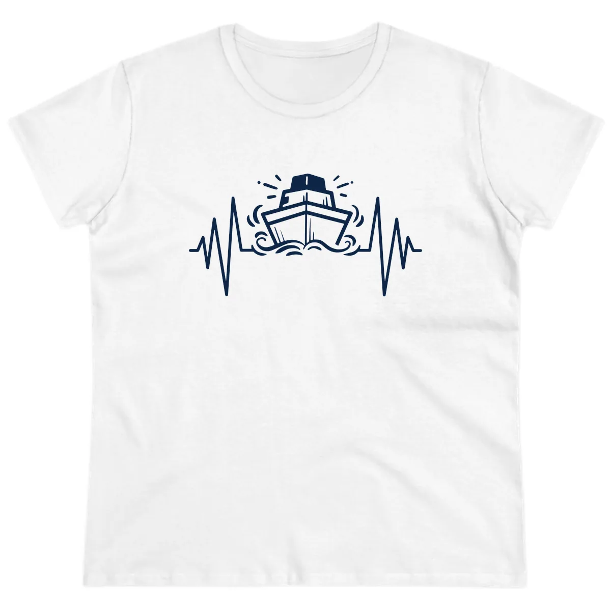 Cruise Ship Heartbeat Ladies Tee in White