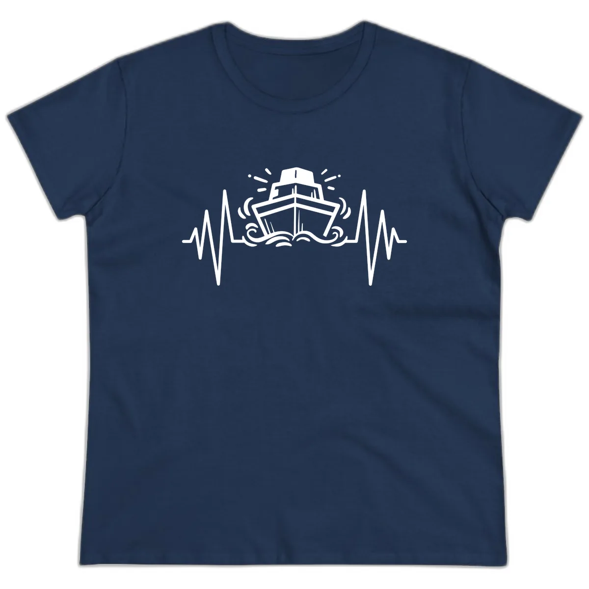 Cruise Ship Heartbeat Ladies Tee in Navy