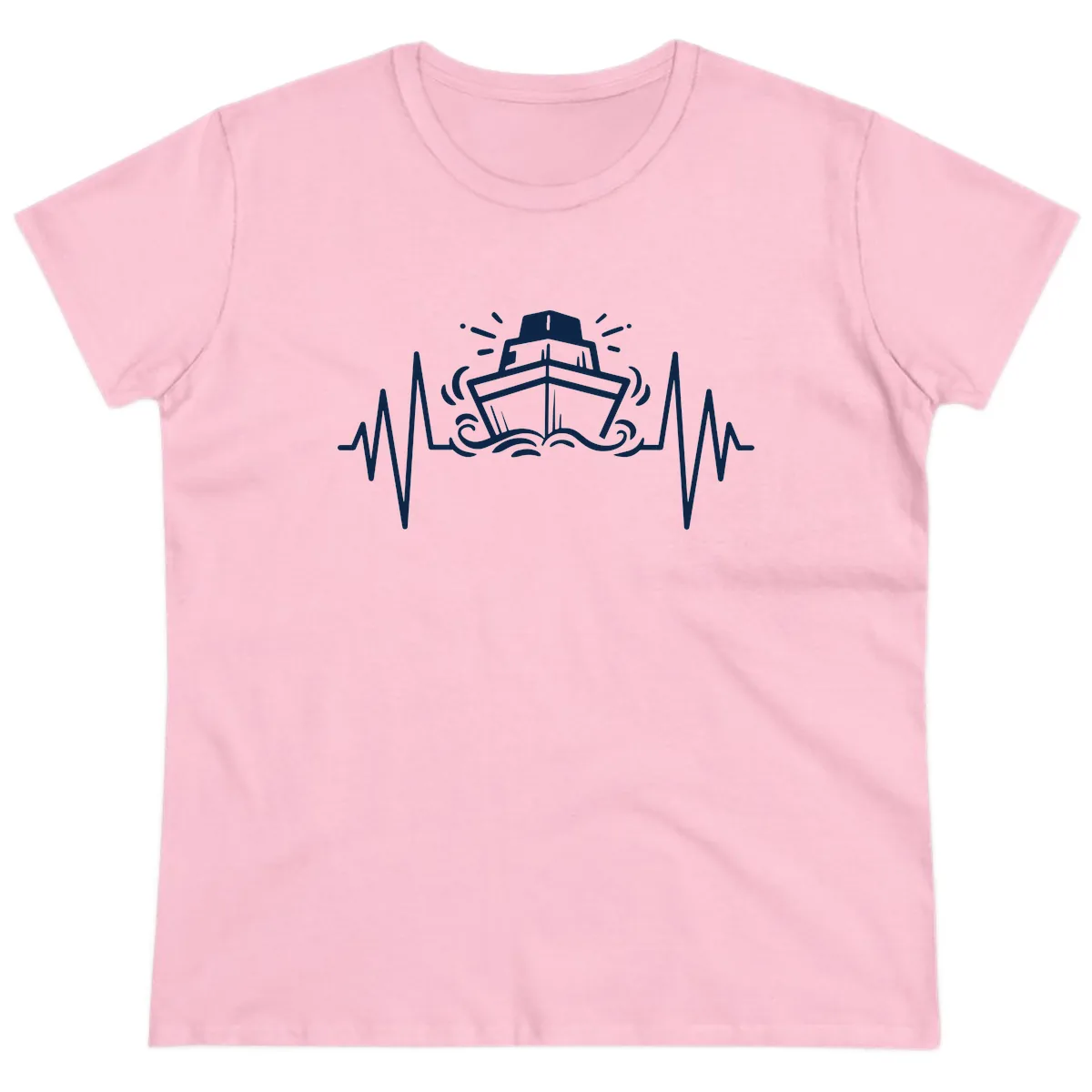 Cruise Ship Heartbeat Ladies Tee in Light Pink