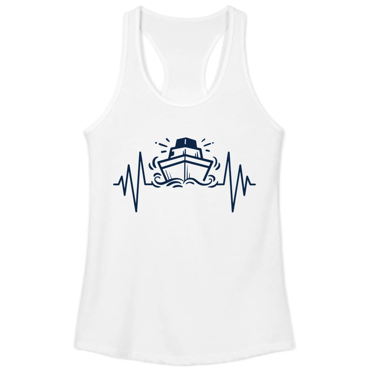Cruise Ship Heartbeat Ladies Tank in White