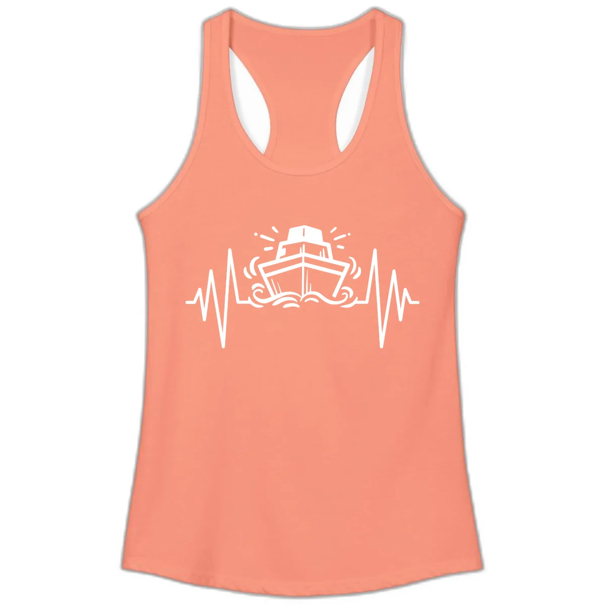 Cruise Ship Heartbeat Ladies Tank in Solid Light Orange