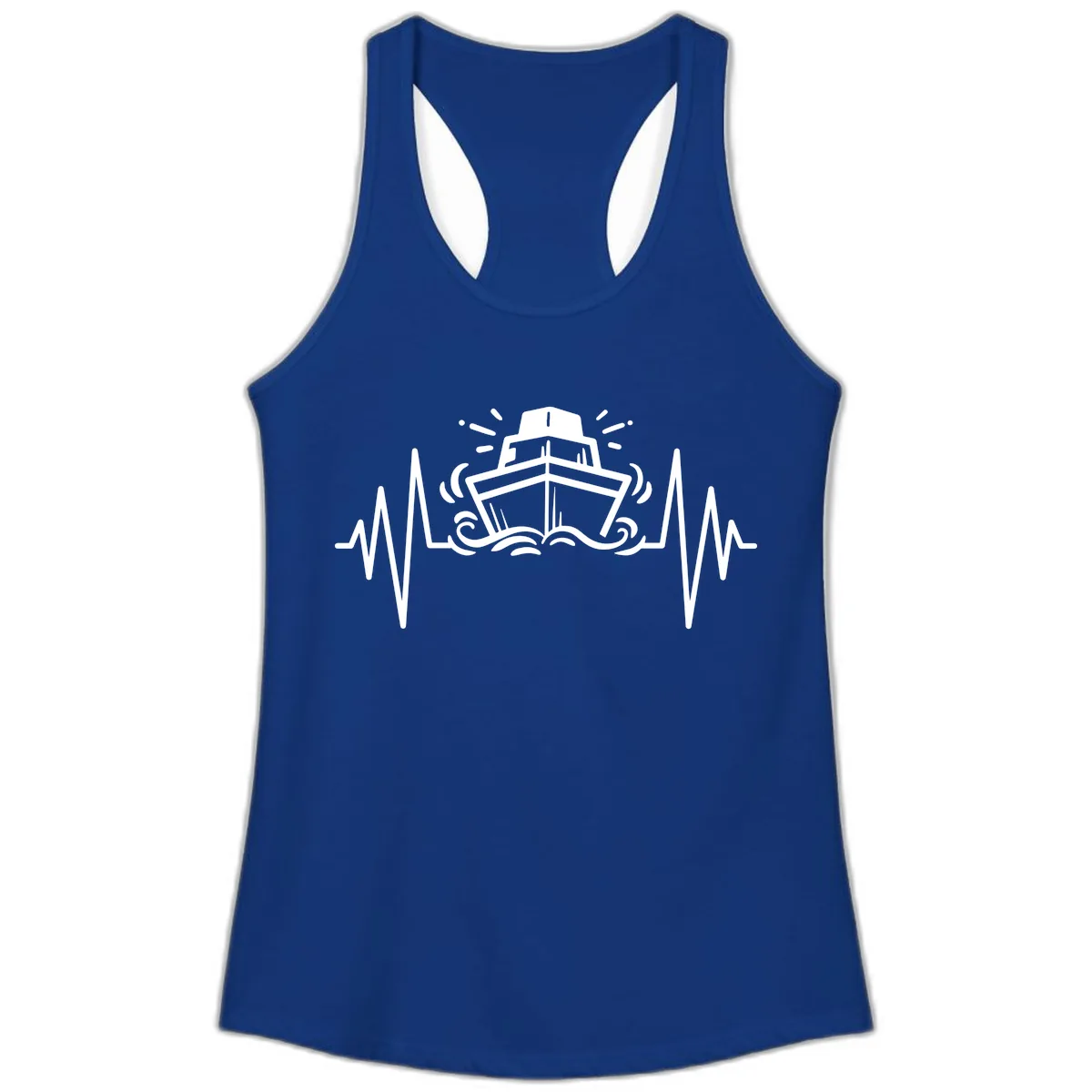 Cruise Ship Heartbeat Ladies Tank in Solid Royal