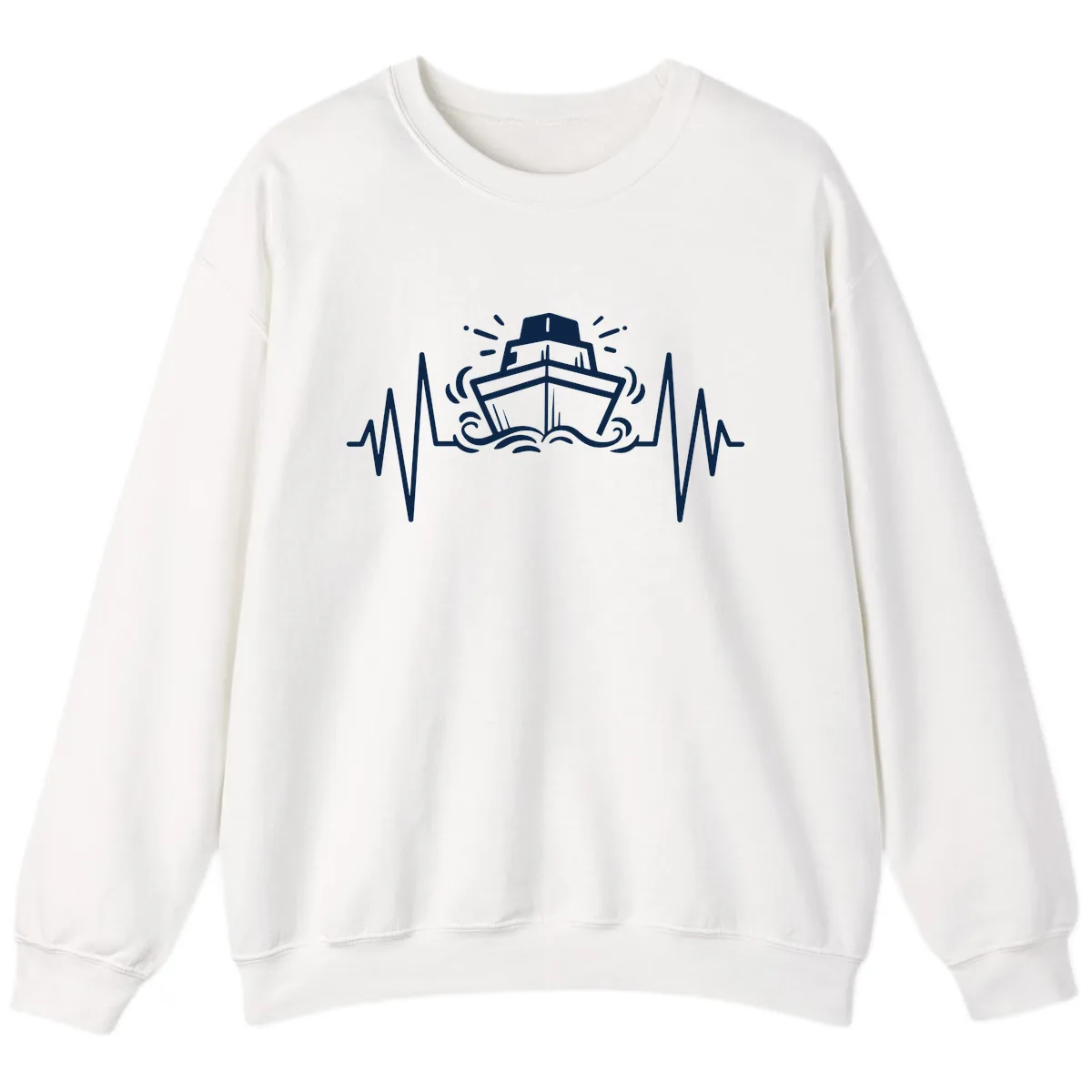Cruise Ship Heartbeat Sweatshirt in White