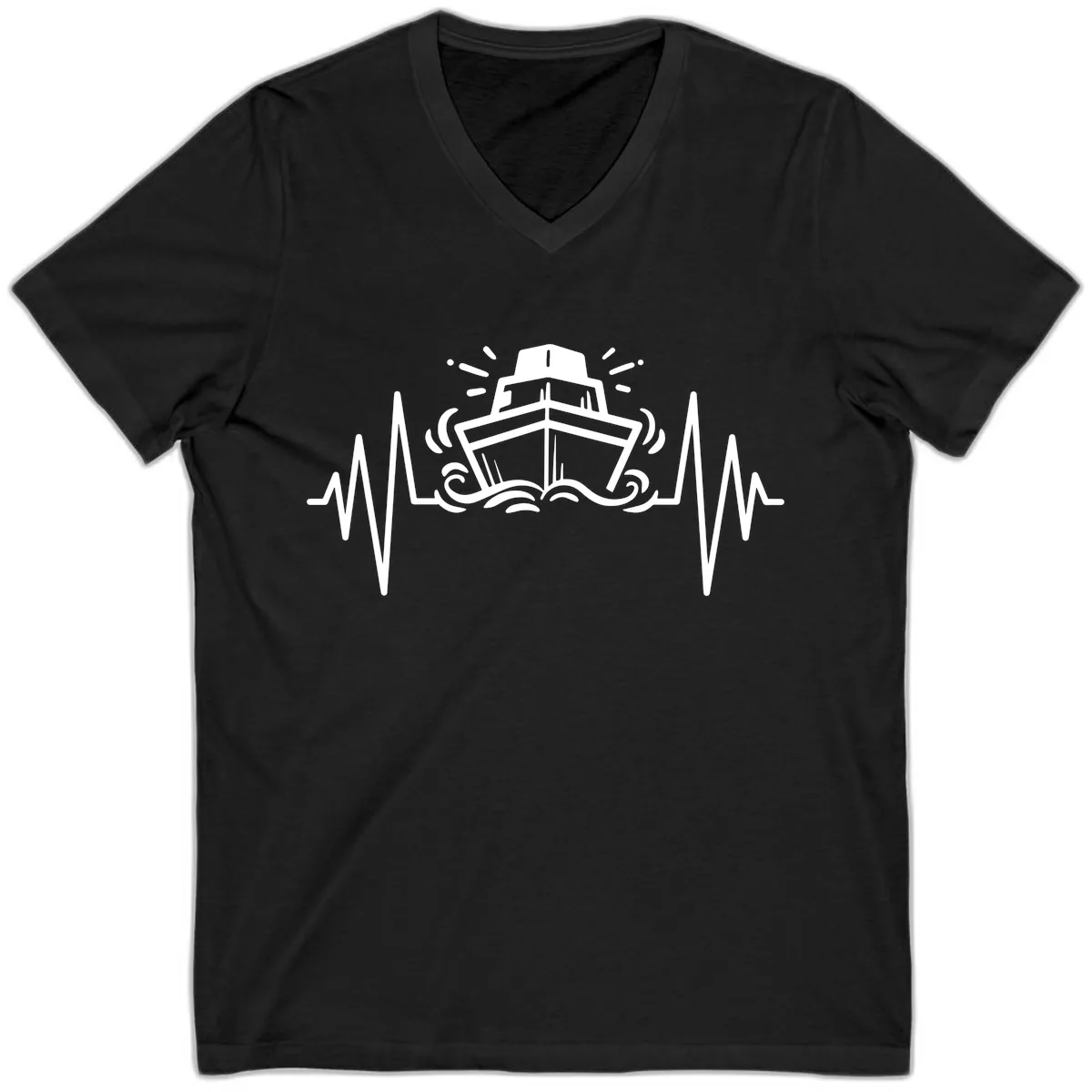 Cruise Ship Heartbeat V-Neck in Black