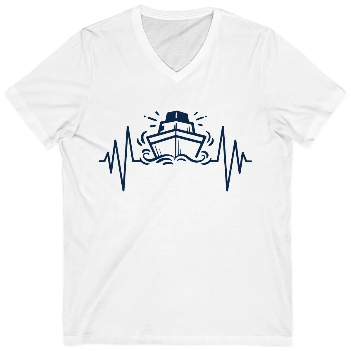 Cruise Ship Heartbeat V-Neck in White