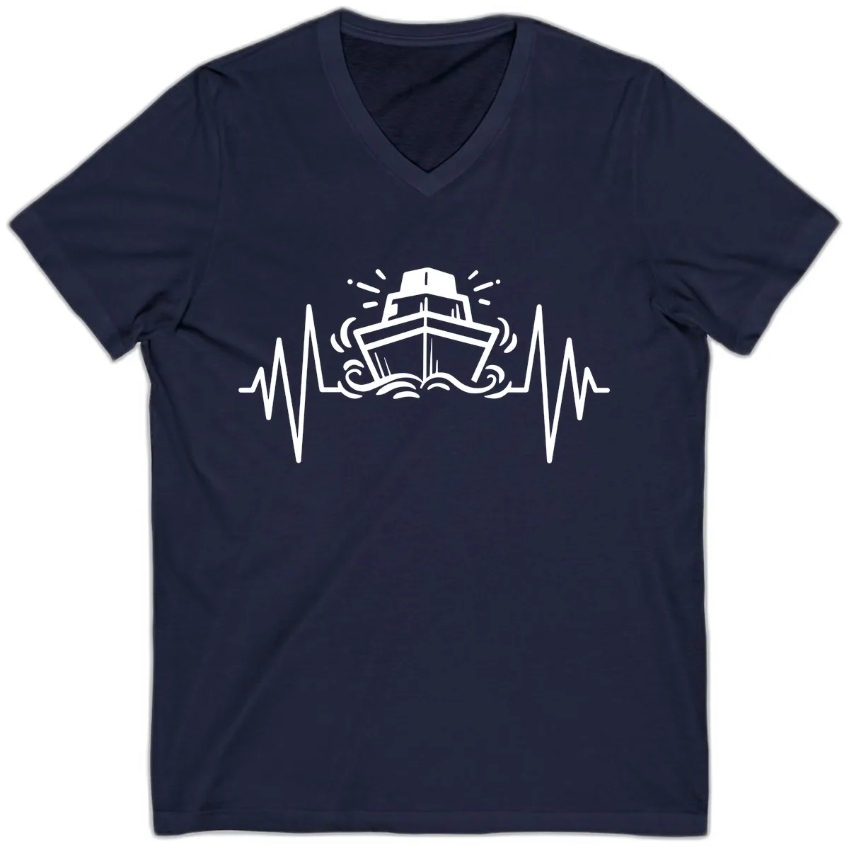 Cruise Ship Heartbeat V-Neck in Navy