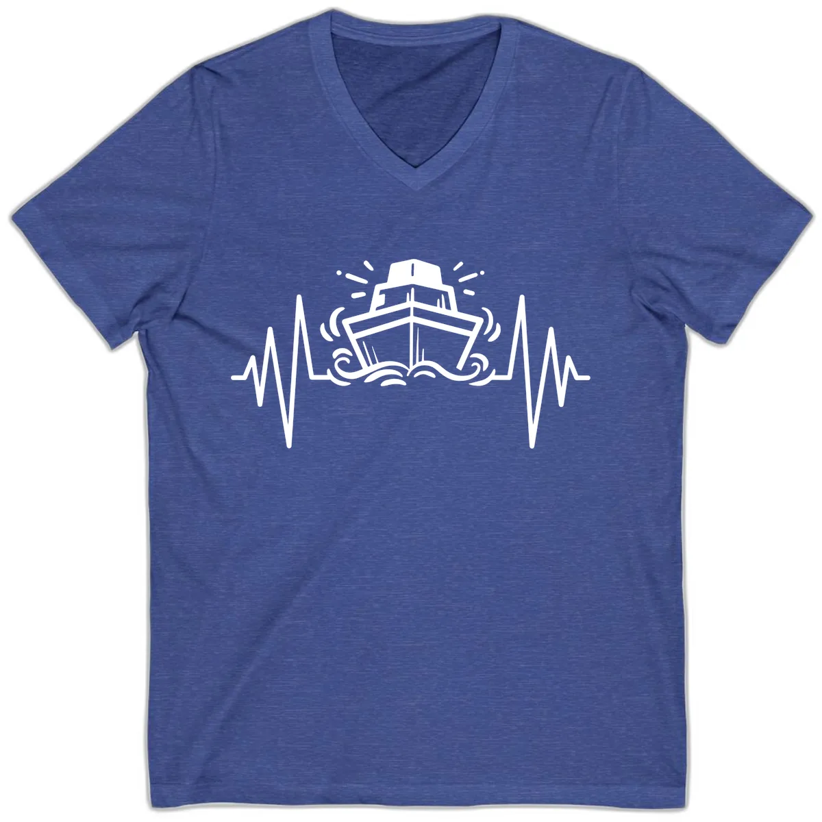 Cruise Ship Heartbeat V-Neck in Heather True Royal