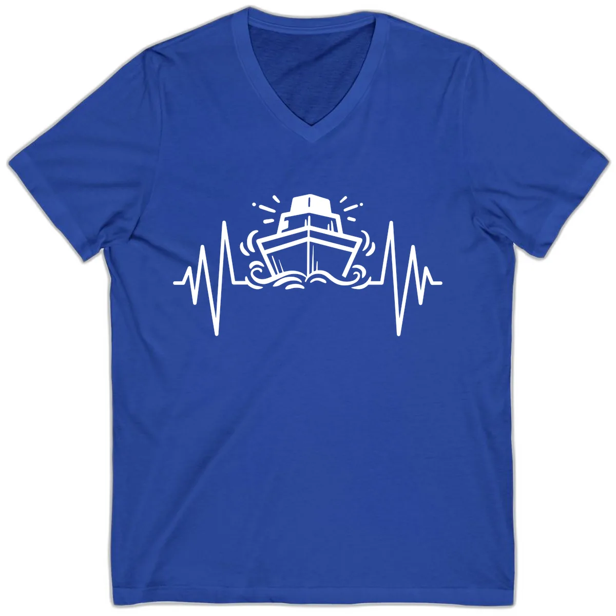 Cruise Ship Heartbeat V-Neck in True Royal