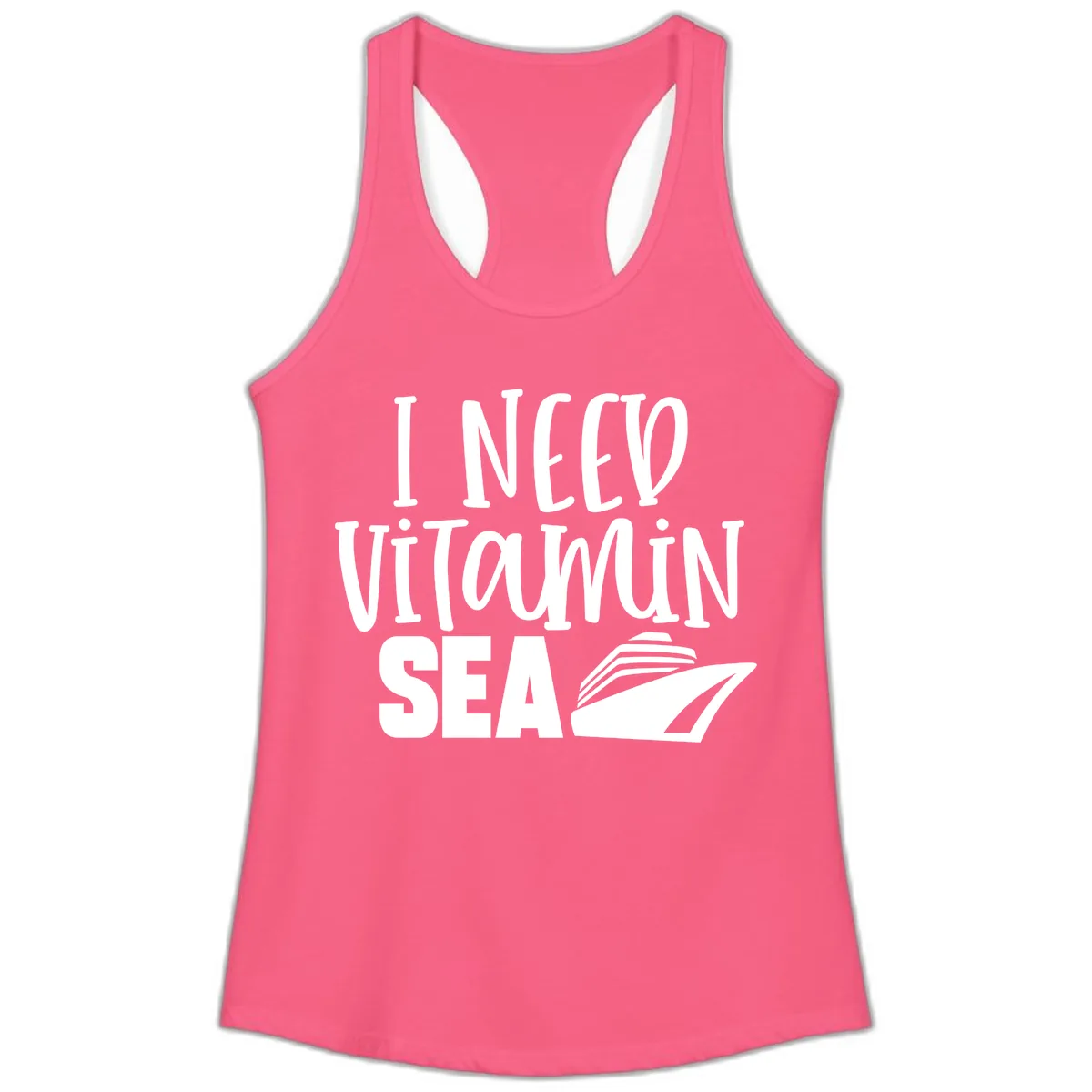 I Need Vitamin Sea Ladies Tank in Solid Hot Pink