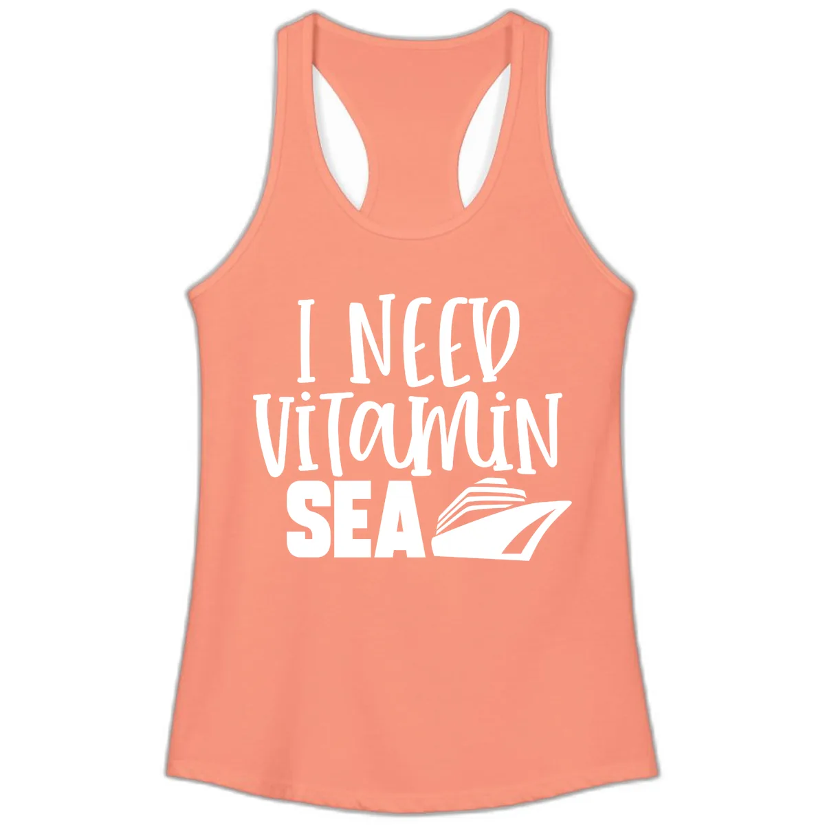 I Need Vitamin Sea Ladies Tank in Solid Light Orange